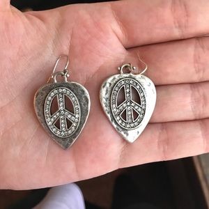 Lucky Brand guitar pick peace sign earrings